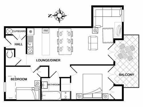 Apartment floor plan.